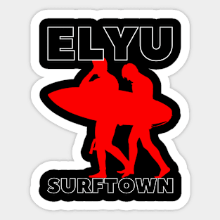 ELYU SURFTOWN - FRIENDS GOING FOR A SURF IN RED Sticker